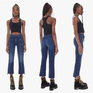Mother Denim Insider Crop Step Fray Dark Wash Bootcut in Good for You Size 25